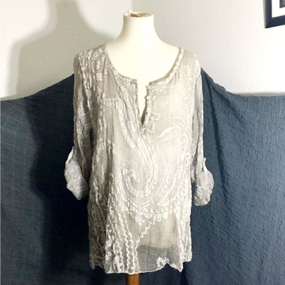 Scandal 100% Silk Boho Top Size M